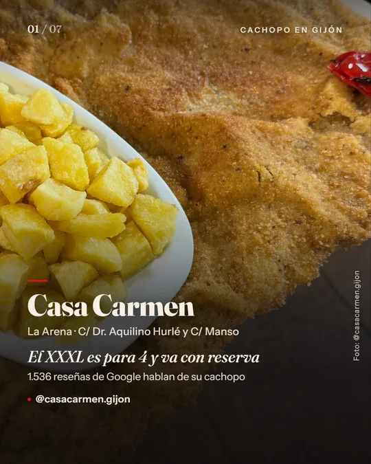 Casa Carmen, en La Arena: el cachopo XXXL es para cuatro